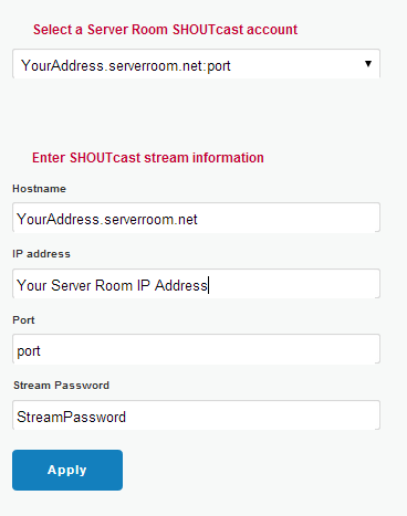 SHOUTcast-account