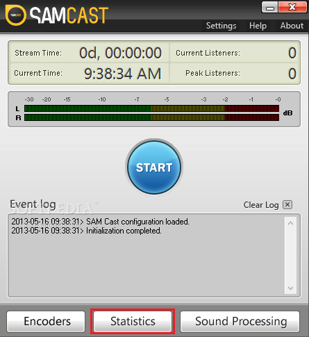 SamCast - Finestra Statistiche, aggiungi relay SHOUTcast